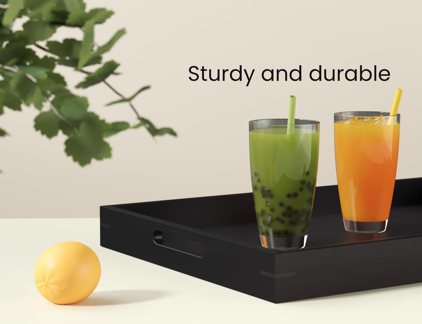 Fibogollo Bamboo Set of 2 Serving Tray with Handles,Decorative Trays Platter,Breakfast Tray in Bed,Food Drinks Tray for Eating,Working,Storing(Brown)