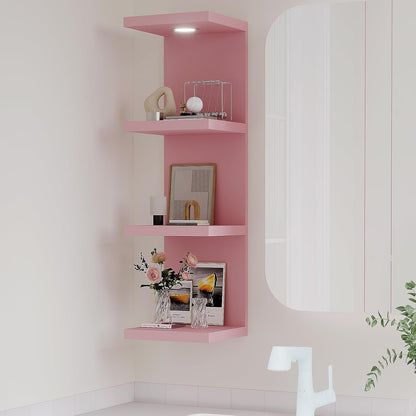 LitaEther Versatile 7 Tier Wall Shelf Unit,White Lack Wall Shelf,Display Floating Shelf with LED Remote Control Light