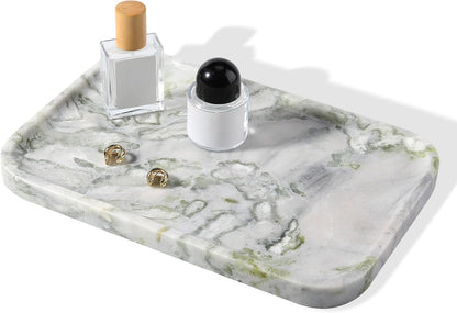 Marble Vanity Tray for Dresser Organizer, Travertine Bathroom Tray Countertop, Beige Decorative Serving Trays, Kitchen Sink Storage, Jewelry & Perfume Holder(Travertino Romano)