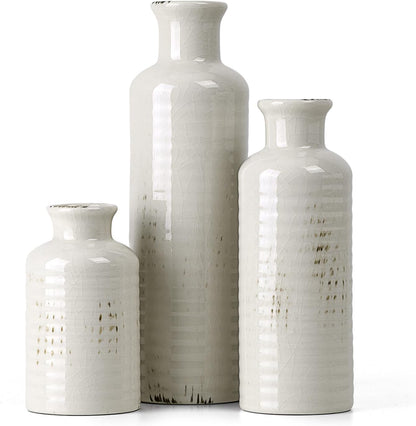 Modern Ceramic Vase Set of 5, Vases Home Decor Rustic Farmhouse Decorative Vase Pottery Vases for Bouquet Pampas Grass Dried Fresh Flowers, Table Living Room Kitchen Bedroom