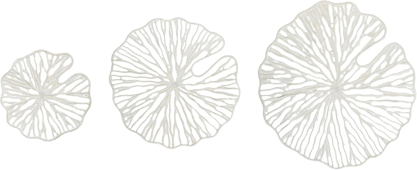 Creative Co-Op Handmade White Coral Shaped Paper & Metal Wall Décor (Set of 3 Sizes)