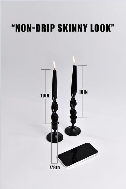 Brown Two Tone Spiral Taper Candles - Set of 6 Twisted Taper Candlesticks 9.5 Inch Tall for Home Decoration Holiday Wedding Party(Brown)