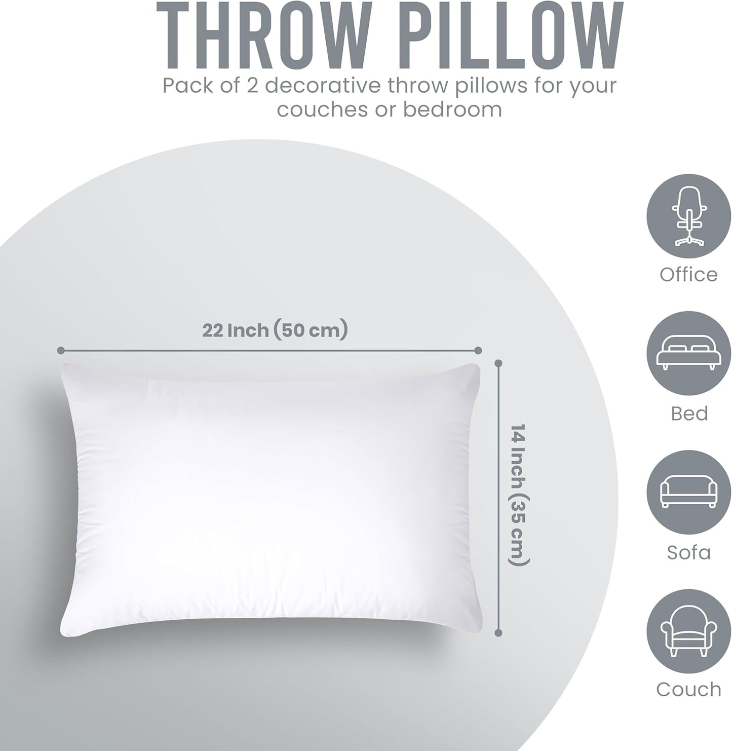Utopia Bedding 18x18 Pillow Inserts, Set of 2, White – Indoor Decorative Throw Pillows for Bed, Sofa & Couch – Soft, Supportive & Fluffy Cushion Inserts