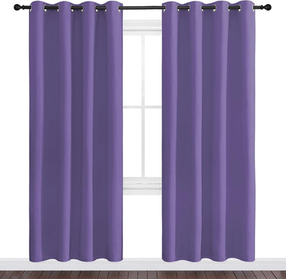 NICETOWN Halloween Pitch Black Solid Thermal Insulated Grommet Blackout Curtains/Drapes for Bedroom Window (2 Panels, 42 inches Wide by 63 inches Long, Black) - Colors D