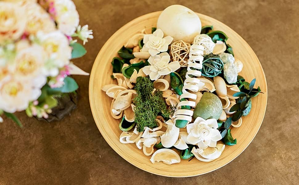 White Potpourri Bags,Pine Scented Potpourri Bowl Filler,Vase Filler,Decorative Dried Flowers, Home Fragrance Popery,Bathroom Decor, Crystal(20 oz)