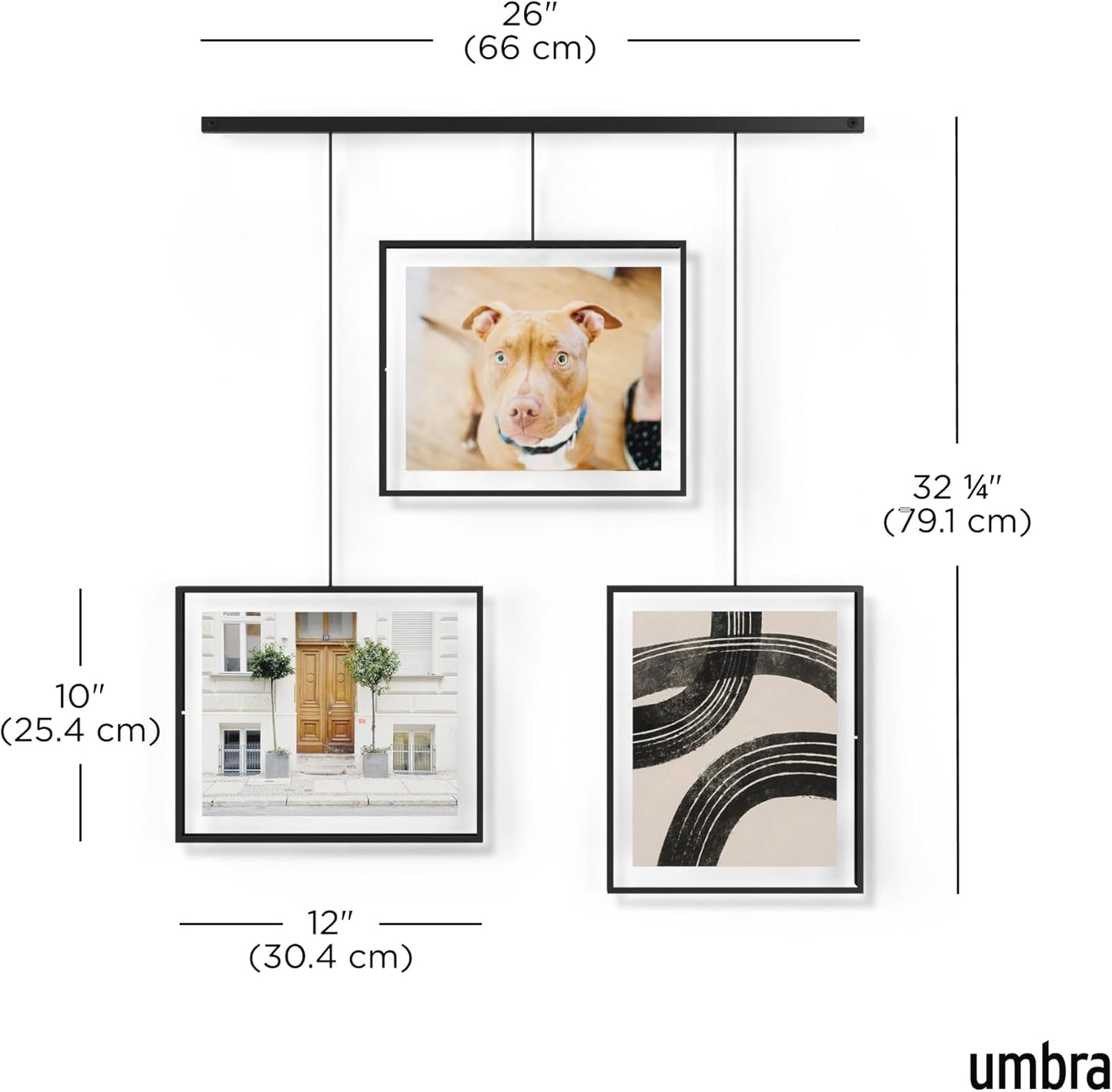 Umbra Exhibit Picture Frame Gallery Set, Adjustable Wall Collage Displays Nine Photos (Four 5x7" and Five 8x10"), Set of 9, Black