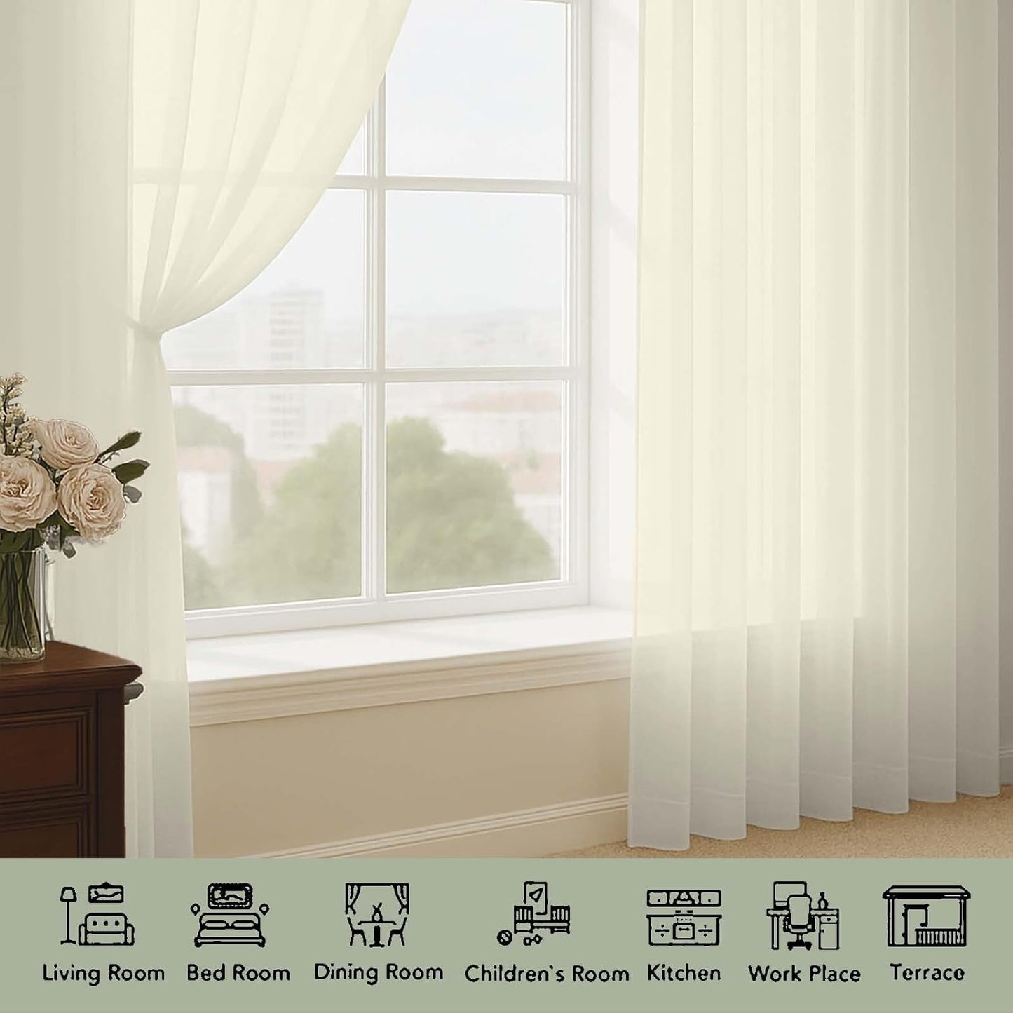 OWENIE Sheer Curtains 84 inches Long 2 Panels Set for Living Room/Bedroom, Rod Pocket Voile Sheer Panel Drapes, White, 2pcs, Each 42" W x 84" L - Colors B