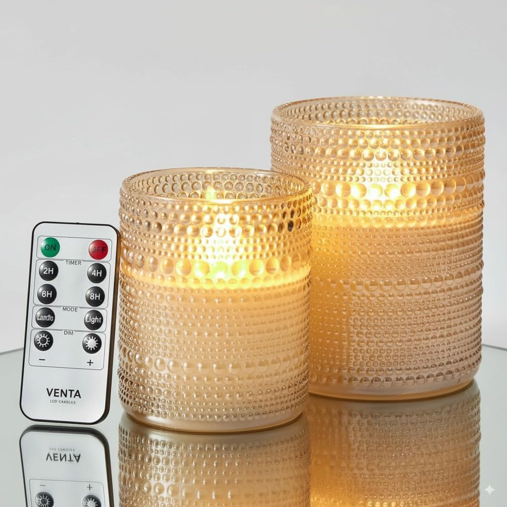 VENTA Set of 3 Warm Ivory Pillar Candles | Real Wax Battery Operated Candles with Flickering Flame | Timeless Year-Round Decor for Weddings, Mantels & Centerpieces
