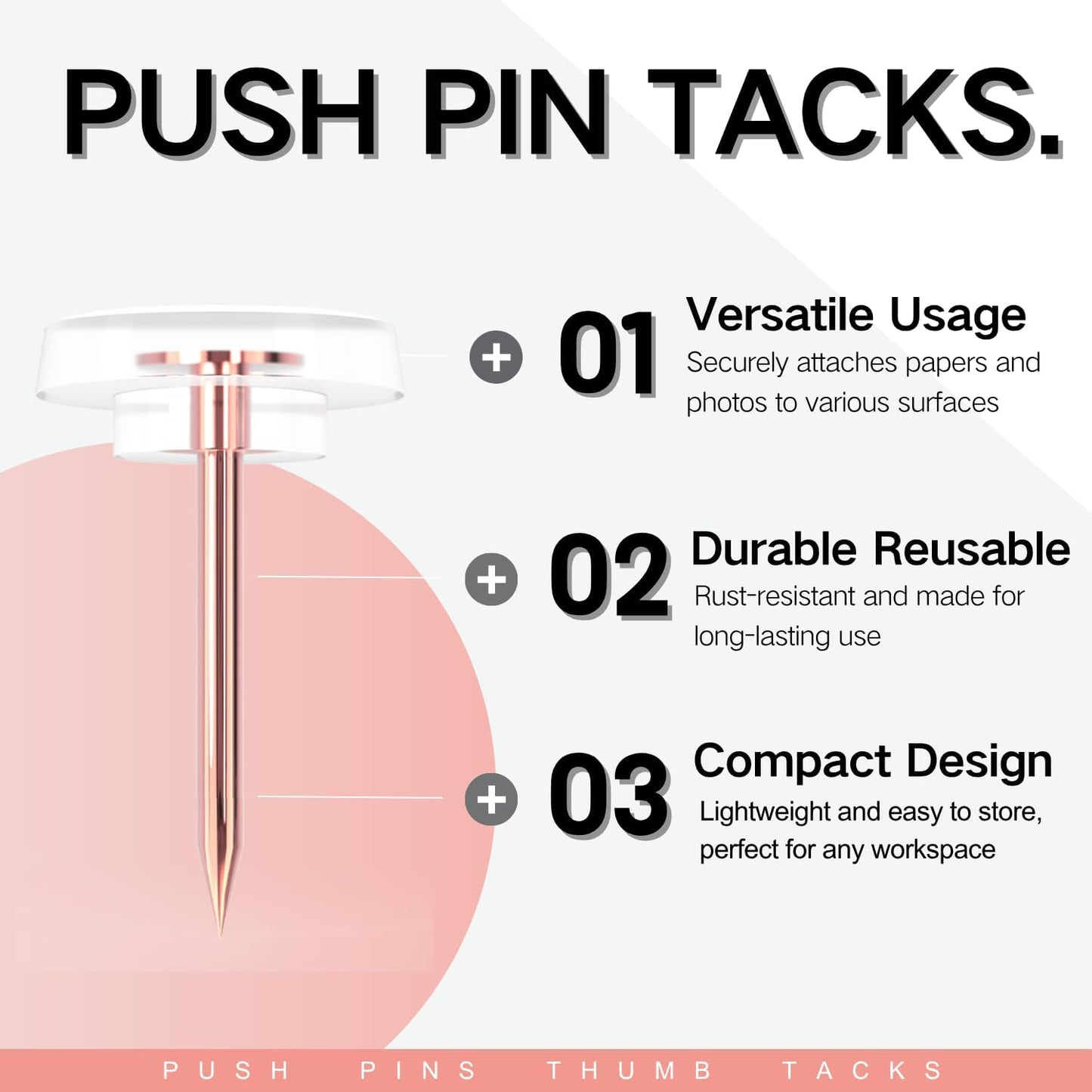 150 PCS Clear Push Pins Tacks Count in Reusable Box for Bulletin Boards and Wall Displays Heavy Duty Plastic Head
