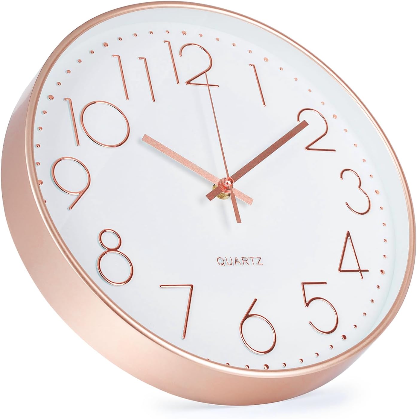 Wall Clock 12 Inch Non-Ticking Silent Modern Simple Style Round Decor Clock Gold Stereoscopic Dial Quartz Wall Clocks for Home/Office/School/Living Room/Bedroom/Kitchen