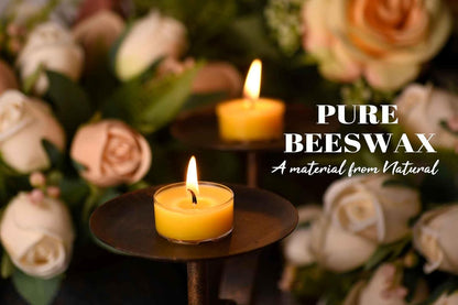 Natural Yellow Beeswax Tealight Candles - 12pcs - Organic Candle Natural Scent Smokeless Clean Burning
