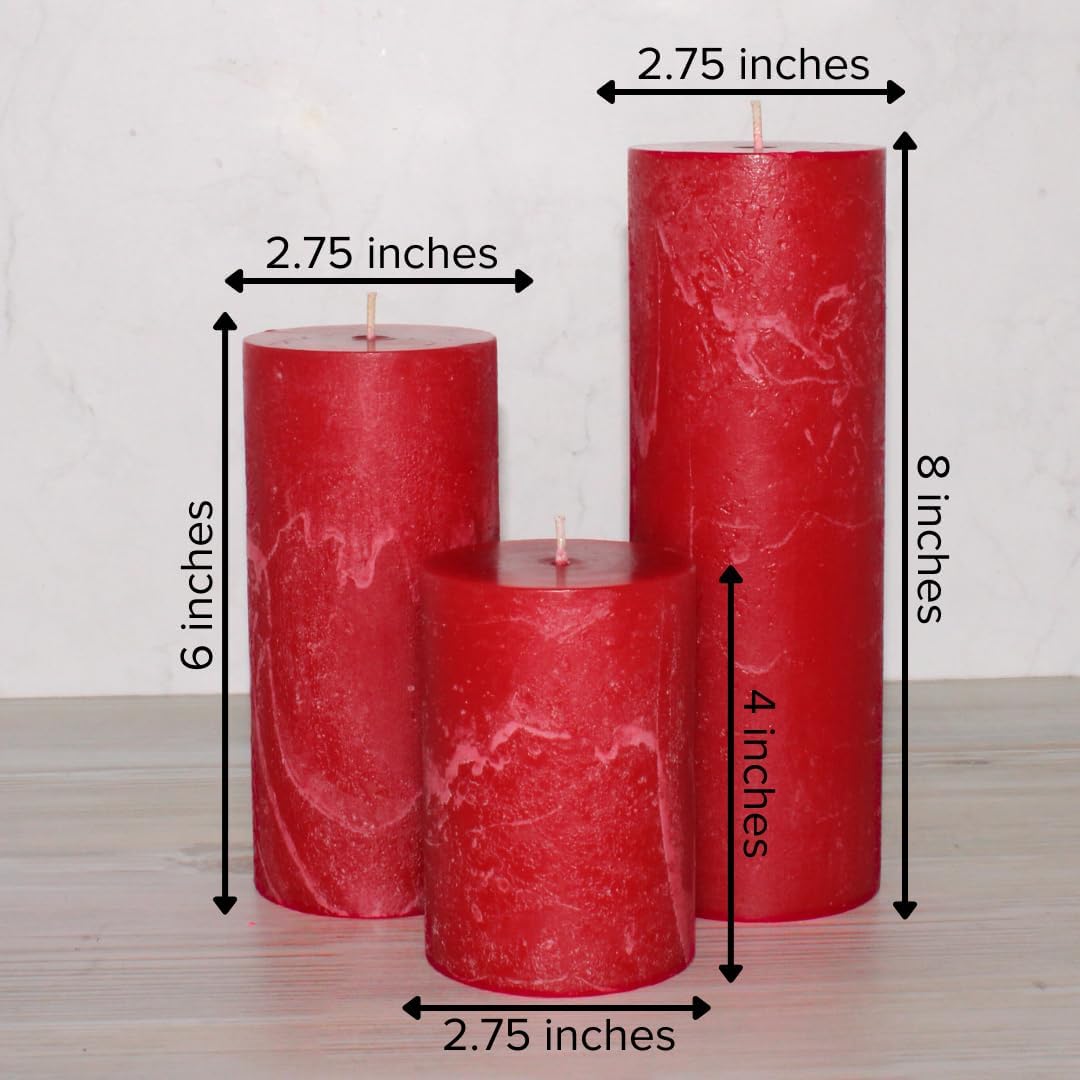 Simply Soson 3x6 inch Ivory Pillar Candles Set of 3, Rustic Texture, Unscented Ivory Candles, Dripless Candles, 3 inch Pillar Candles Ideal as Wedding, Parties, Spas, Dinner, Home Decoration, Church