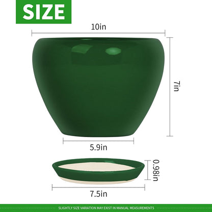 Deep Dream 6 Inch Plant Pots- Ceramic Planter Pot with Drainage Hole and Saucer, Round Flower Pot for Indoor Outdoor Succulent, Snake Plants and Cactus, Blue