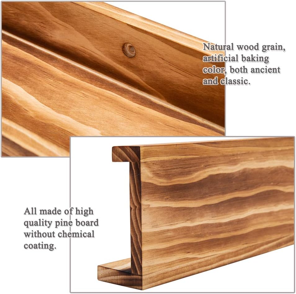 AZSKY Floating Shelves Wall Mounted Set of 2 Natural Wood Picture Shelves Wall Shelves for Bedroom Bathroom Living Room Kitchen Laundry Room Storage & Decoration 24 Inch