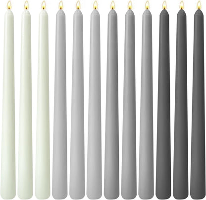 12-Pack Earth Tone Taper Candles, 10 Inch Unscented Dripless Candlesticks, Long-Lasting Burn Time of 7-8 Hours, Perfect for Fall Harvest Halloween Thanksgiving Dinners Parties and Home Décor