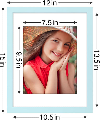 Vittanly 8x10 Picture Frames Set of 9, Shatter Resistant Plexiglass, Display 5x7 Pictures with Mat or 8x10 without Mat, Photo Frames for Wall or Tabletop, Engineered Wood, Black - Colors B