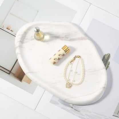 Koville Luxurious Natural Marble Vanity Tray, Cloud Shape Serving Stone Key Tray for Home Decor, 10" x 7" Marble Storage Trays for Bathroom, Stone Plate Holder for Perfume, Candle and Jewelry