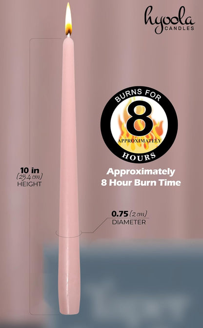 Hyoola Tall Taper Candles - 10 Inch Metallic Gold Unscented Dripless Taper Candles - 8 Hour Burn Time - 4 Pack
