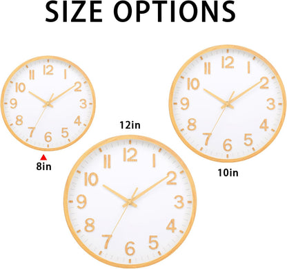 Wall Clocks Battery Operated 8 inch Modern Wall Clock,Silent Non Ticking Wall Clock for Living Room Bedroom Kitchen Office Classroom Decor (Green White)