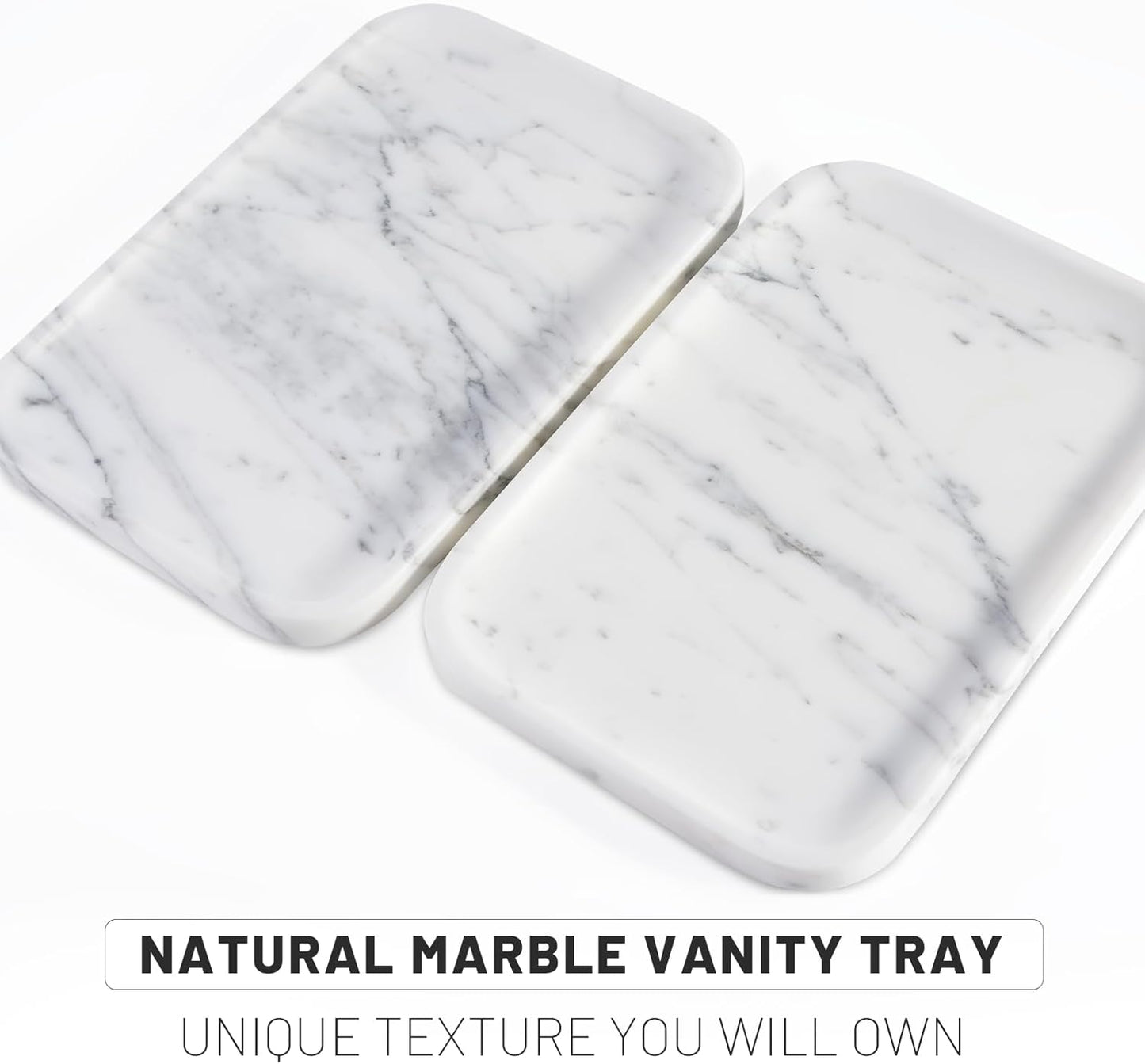 Marble Vanity Tray for Dresser Organizer, Travertine Bathroom Tray Countertop, Beige Decorative Serving Trays, Kitchen Sink Storage, Jewelry & Perfume Holder(Travertino Romano)
