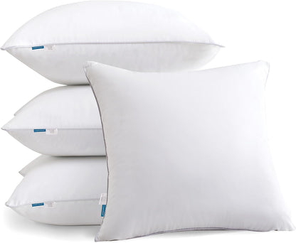 Oubonun 18"x18" Pillow Inserts (Set of 2) - Throw Pillow Inserts with 100% Cotton Cover - 18 Inch Square Interior Sofa Pillow Inserts - Decorative Pillow Insert Pair - White Couch Pillow