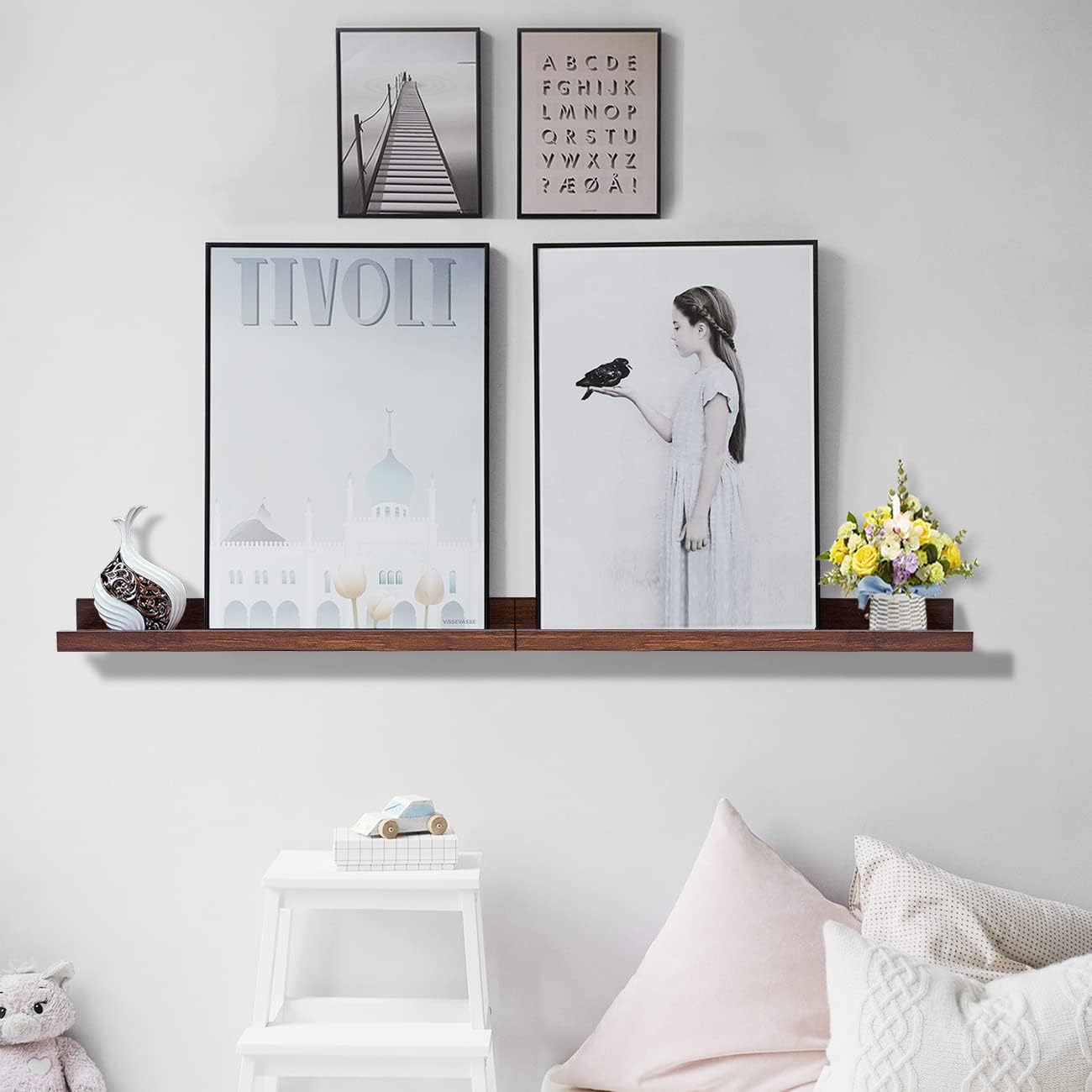 AZSKY Floating Shelves Wall Mounted Set of 2 Natural Wood Picture Shelves Wall Shelves for Bedroom Bathroom Living Room Kitchen Laundry Room Storage & Decoration 24 Inch