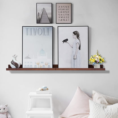 AZSKY Floating Shelves Wall Mounted Set of 2 Natural Wood Picture Shelves Wall Shelves for Bedroom Bathroom Living Room Kitchen Laundry Room Storage & Decoration 24 Inch