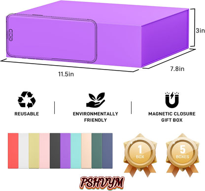PSHVYM Gift Boxes with Lids, 11.5x7.8x3 In Forest Green Gift Box for Presents Magnetic Closure for T-Shirts, Gloves, Scarves, Books, Baby Clothes, Robes Clothing Gift Wrap, Contains Card, Ribbon