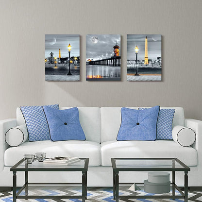 MHARTK66 Wall Art for Bedroom Wall Decor for Living Room Office Decor Abstract Mountain Aurora Landscape Painting 3 Piece Scenic Framed Canvas Art Prints Ready to Hang Kitchen Wall Pictures Home Decor