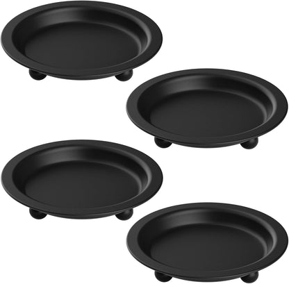 Black Candle Candlestick Holder Decor, 4.13 Inch Round Candles Tray Holders Set of 2, Iron Plate Candle Stand for Pillar Ball Candles, Metal Porta Velas for Home Decor Table Centerpiece