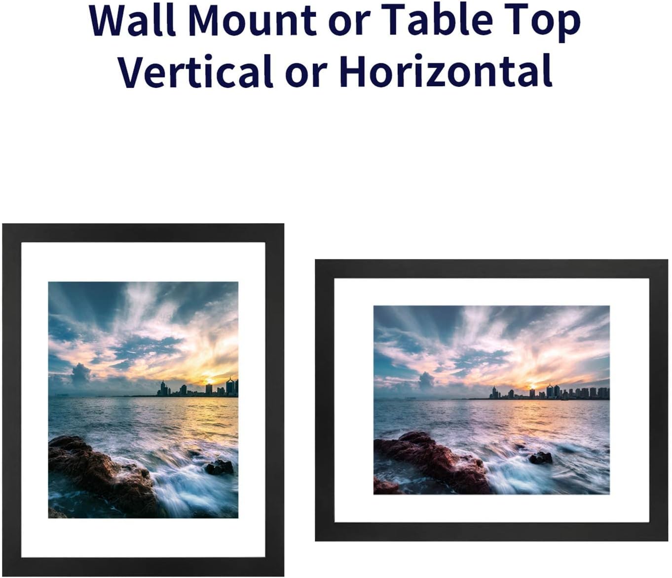 ONE WALL 11x14 Inch Floating Frame, Black Wood Double Glass Float Picture Frame Display 11x14/8x10/5x7 Inch Photos or Plant or Petal Specimens for Wall and Tabletop - Mounting Accessories Included