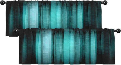 Emvency 2 Pack Dark Grey Valances Window Treatments, Gray Striped Abstract Blackout Drapes Adjustable Curtain for Windows Living Room Kitchen Over Sink, 52x18 Inch Rod Pocket Valances