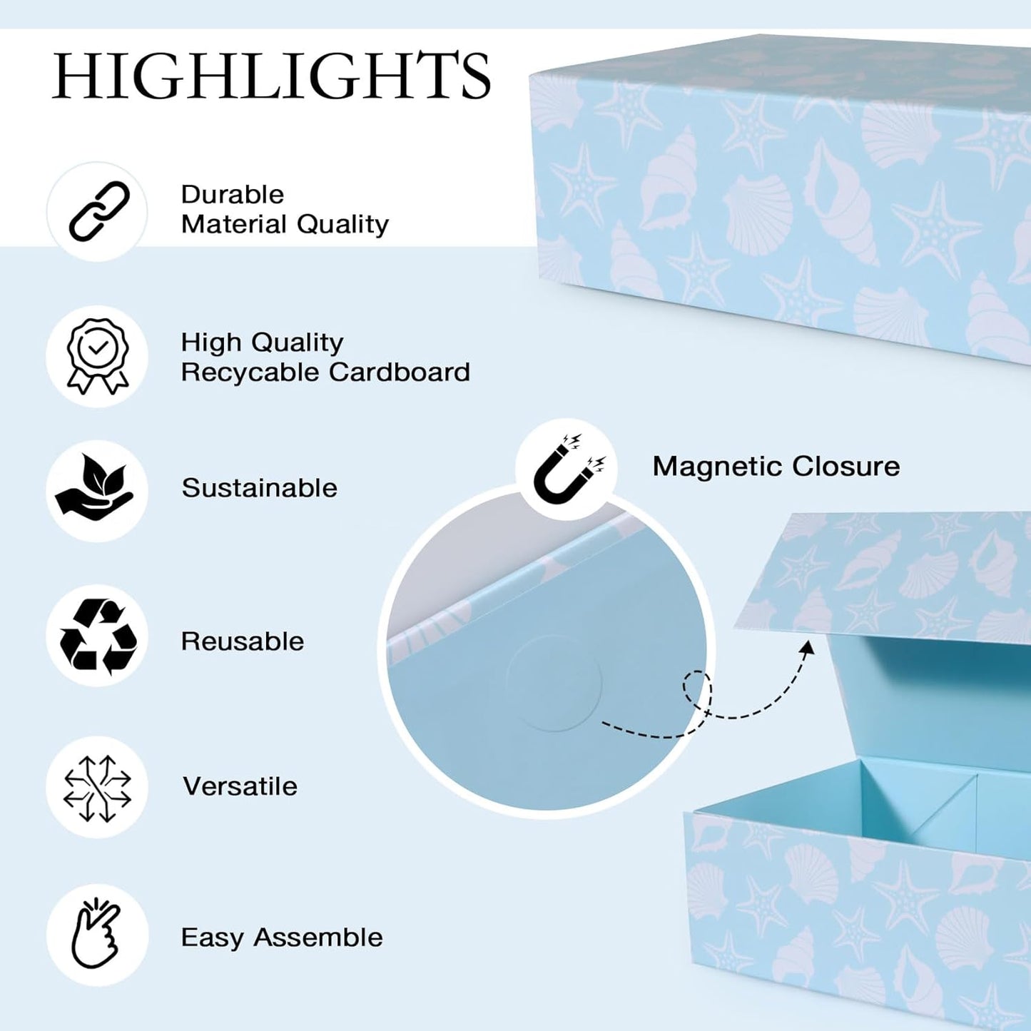 LFBOX Floral Gift Box with Magnetic Lids 13.8x8.3x4.4 in, Large Bridesmaid Proposal Boxes, Rectangle Wedding Decorative Storage Box 1 Pack