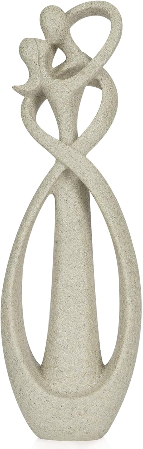Trycooling Kissing Lovers Statue Abstract Sculpture Resin Statues for Home Decor Modern Home Office Desktop Shelf Bookshelf Decor (Sandstone, Small)