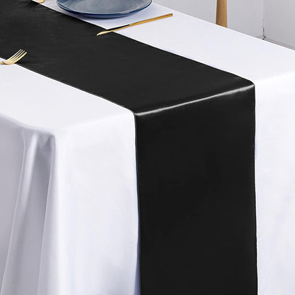 SiinvdaBZX 4 Pcs Royal Blue Satin Table Runner 12 x 108 inches Long, Bright Smooth Satin Wedding Table Runner Decorations for Birthday Parties, Buffet, Banquets, Graduations, Engagements