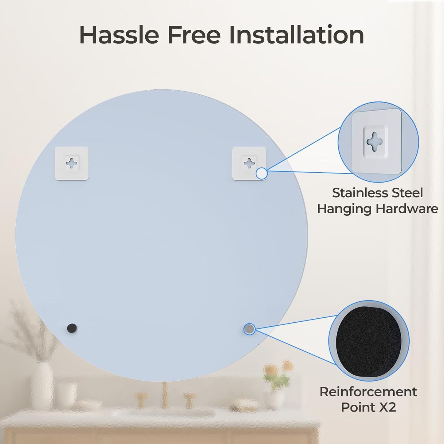 USHOWER Bathroom Mirrors for Over Sink, 36 Inch Circle Mirror with Metal Frame, Black Wall Mirror for Vanity, Entryway, Living Room, Hallway and Bedroom Decor