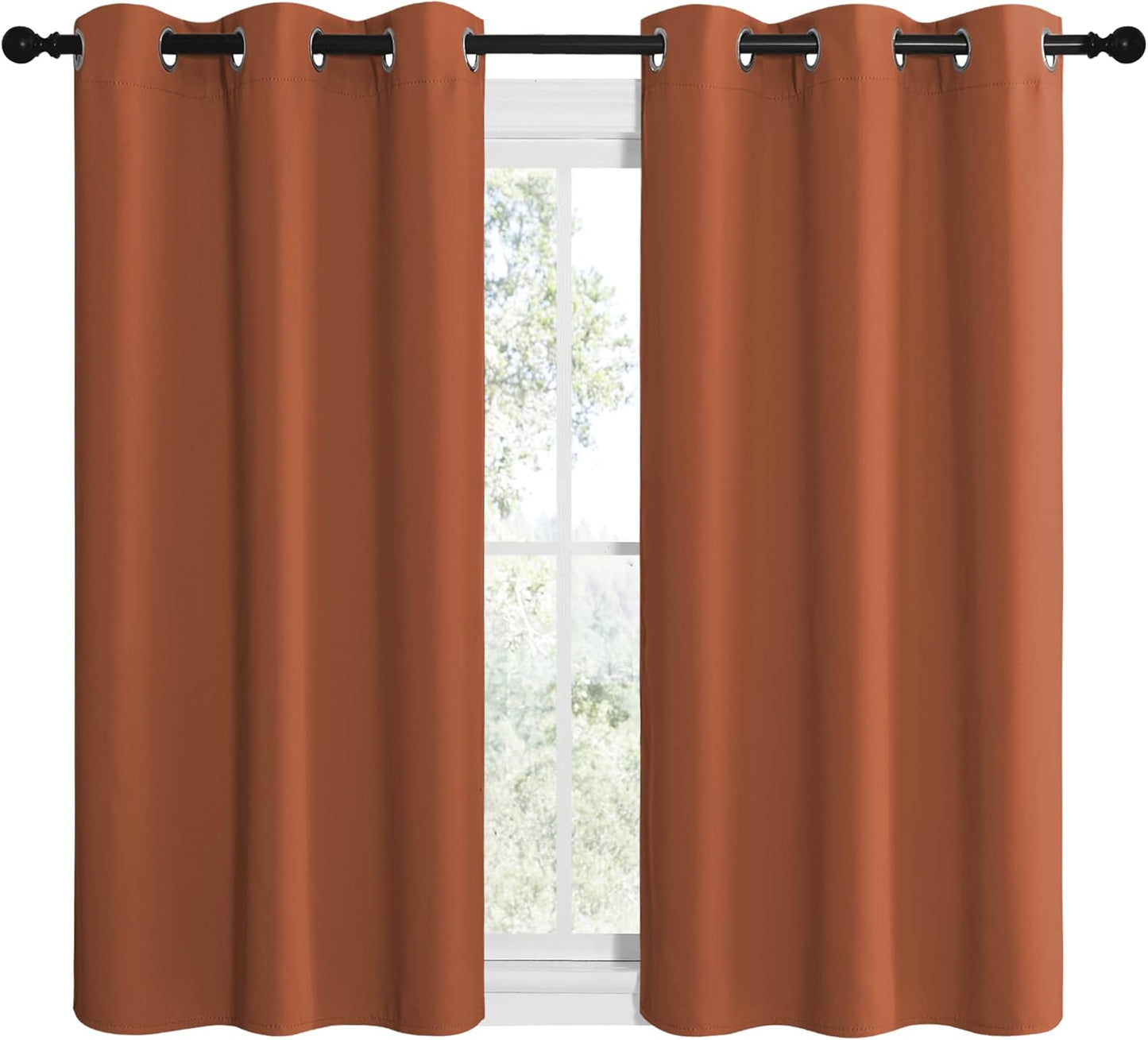 NICETOWN Halloween Pitch Black Solid Thermal Insulated Grommet Blackout Curtains/Drapes for Bedroom Window (2 Panels, 42 inches Wide by 63 inches Long, Black) - Colors B