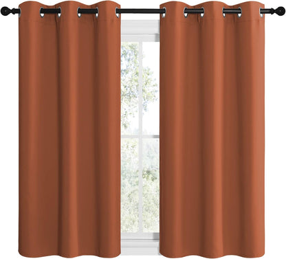 NICETOWN Halloween Pitch Black Solid Thermal Insulated Grommet Blackout Curtains/Drapes for Bedroom Window (2 Panels, 42 inches Wide by 63 inches Long, Black) - Colors B