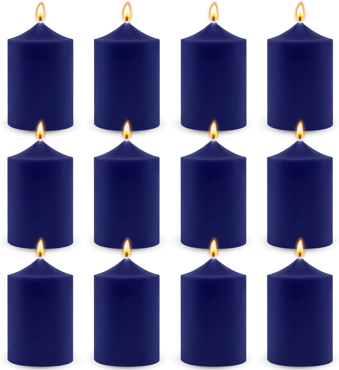 12 Pack Ivory 2x3 Inch Pillar Candles, 22 Hours Unscented Column Candles, Dripless Smokeless Unscented Candles for Home Weddings Restaurant Spa Church and Emergency