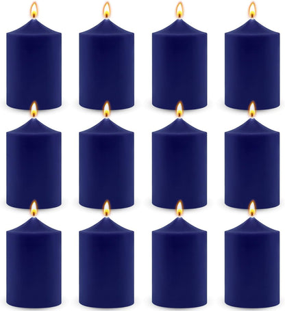 12 Pack Ivory 2x3 Inch Pillar Candles, 22 Hours Unscented Column Candles, Dripless Smokeless Unscented Candles for Home Weddings Restaurant Spa Church and Emergency