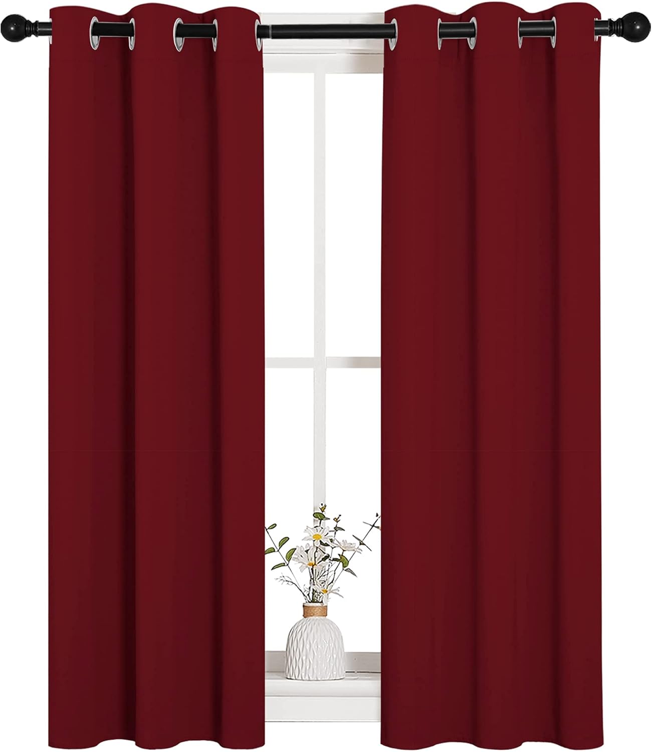 NICETOWN Halloween Pitch Black Solid Thermal Insulated Grommet Blackout Curtains/Drapes for Bedroom Window (2 Panels, 42 inches Wide by 63 inches Long, Black) - Colors A