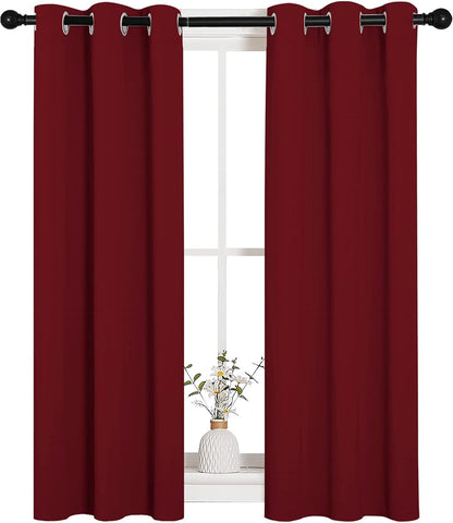 NICETOWN Halloween Pitch Black Solid Thermal Insulated Grommet Blackout Curtains/Drapes for Bedroom Window (2 Panels, 42 inches Wide by 63 inches Long, Black) - Colors A