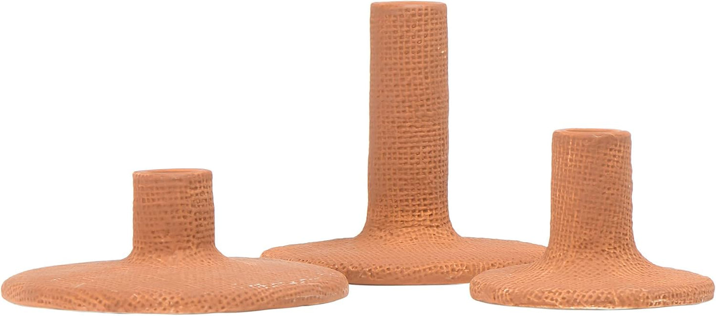 Main + Mesa Stoneware Pillar & Taper Candle Holders, Set of 2