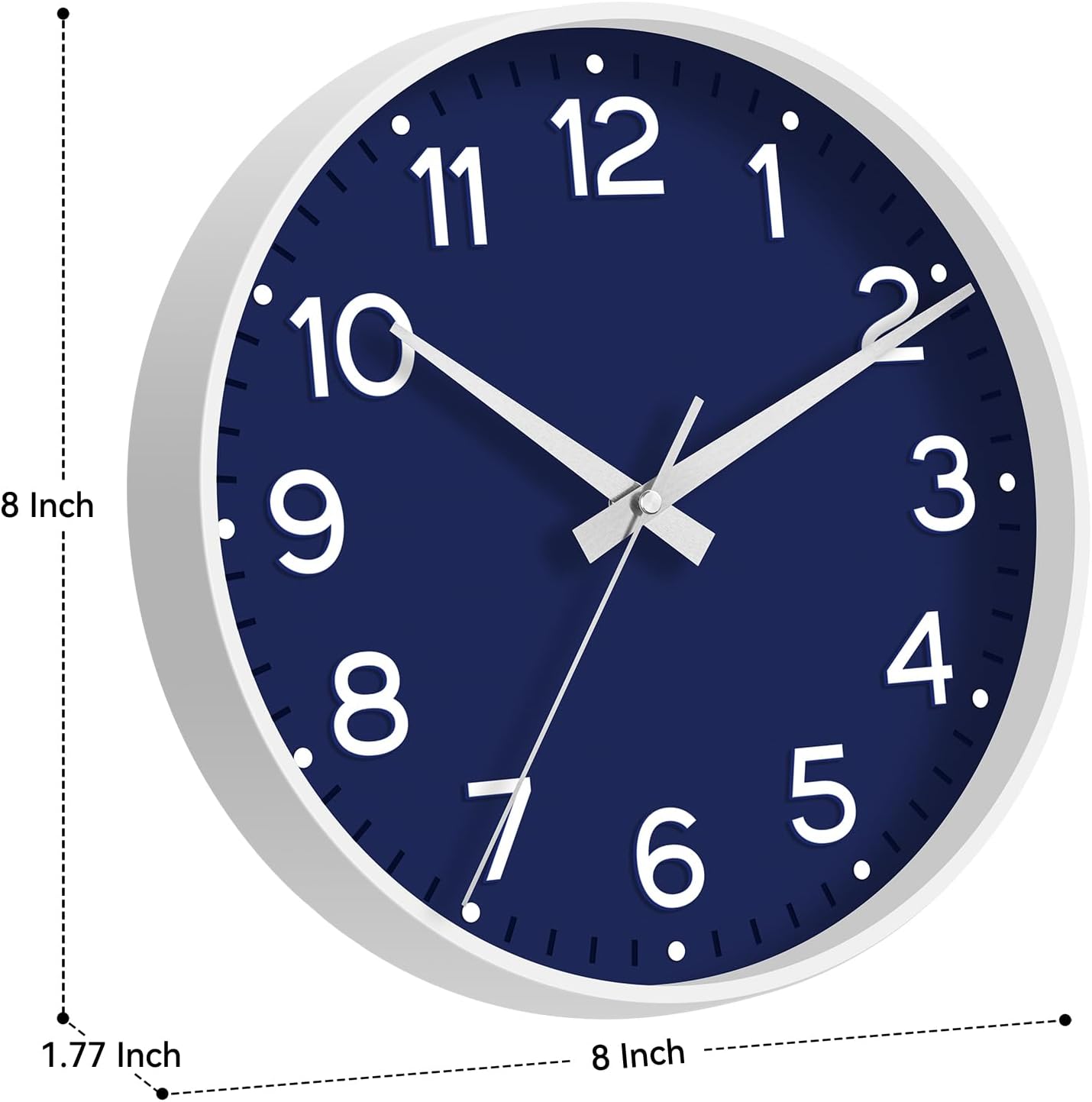 Roymnie Wall Clock Green, Silent Wall Clocks Battery Operated 8 Inch-Modern Non Ticking Analog Clock Decorative for Kitchen Office Bathroom Bedroom(Gold)