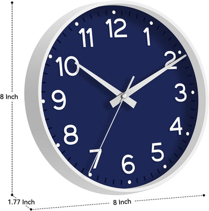 Roymnie Wall Clock Green, Silent Wall Clocks Battery Operated 8 Inch-Modern Non Ticking Analog Clock Decorative for Kitchen Office Bathroom Bedroom(Gold)