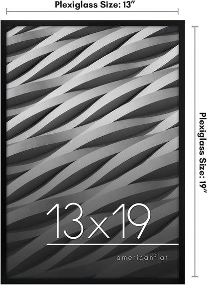 Americanflat 24x36 Poster Frame with Polished Plexiglass - Streamline Collection - Thin Border Picture Frame for Wall Display - Hanging Hardware Included - Black - Colors C