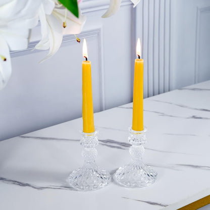 Natural Beeswax Taper Candles, DEYBBY Smokeless and Dripless Beeswax Candles, Long Lasting Burning, Nontoxic, 8 inch, 6 Pack