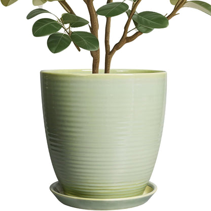 Ceramic Pots for Plants - 6 Inch Plant Pot with Drainage Hole and Saucer, Round Planters for Indoor Outdoor, Flower Pots, Modern Planter, Home Office Room Decor, Gifts for Plant Lovers, White