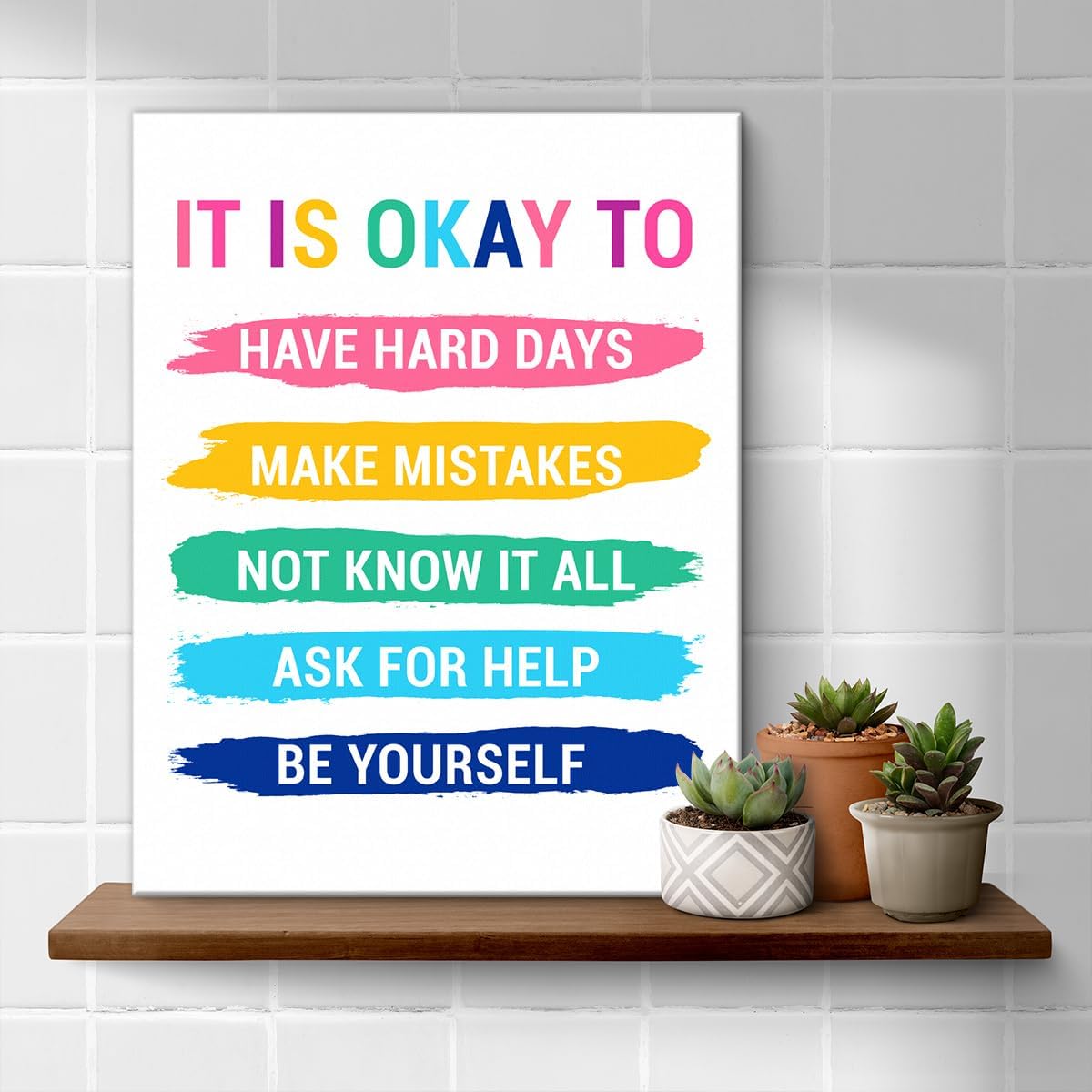 Inspirational Farmhouse Canvas Print Wall Art Decor One Small Positive Thought in the Morning Can Change Your Whole Day Sign Painting Plaque Rustic Home Decoration (8 X 8 Inches, Framed)