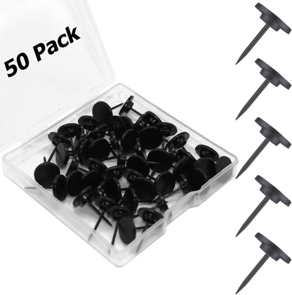 50 PCS Push Pins Picture Hangers Wall Hooks, Double Headed Thumb Tacks for Wall Hangings, Renter Friendly Decor Small Picture Frame Hangers for Drywall Cork Board Home Office Photo Decorations(Black)